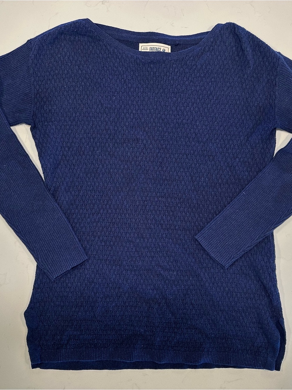 FatFace Deep Navy Textured Crew Sweater 100% cotton